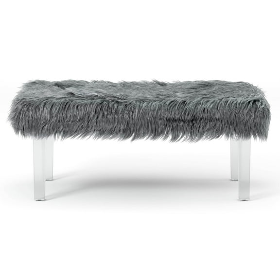 Furniture of America Raven II Contemporary Fabric Upholstered Bench in Gray