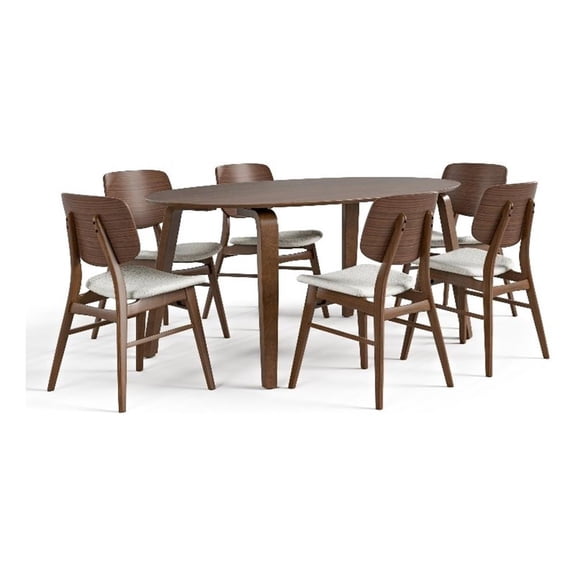 Furniture of America Relina Wood 7-Piece Dining Set in Walnut
