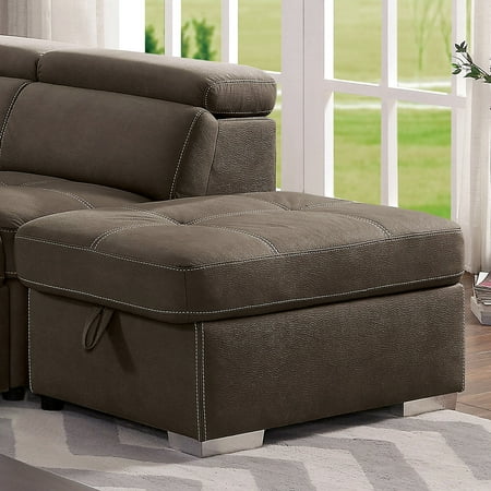 Furniture of America Rennsa Upholstered Tufted Fabric Light Brown Storage Ottoman