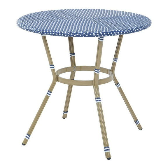 Furniture of America Reo French Aluminum Patio Counter Dining Table in Blue