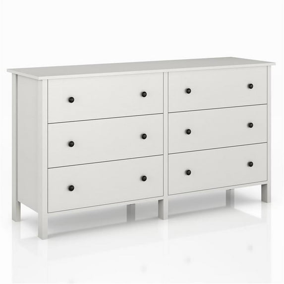 Furniture of America Reyes Rustic Wood 6-Drawer Dresser in White