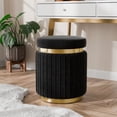 thumbnail image 1 of Furniture of America Rigi Modern 15" Upholstered Round Stool, Black and Gold, 1 of 8