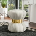 thumbnail image 1 of Furniture of America Rigi Modern 15" Velvet Fabric Round Indoor Stool, White, 1 of 8