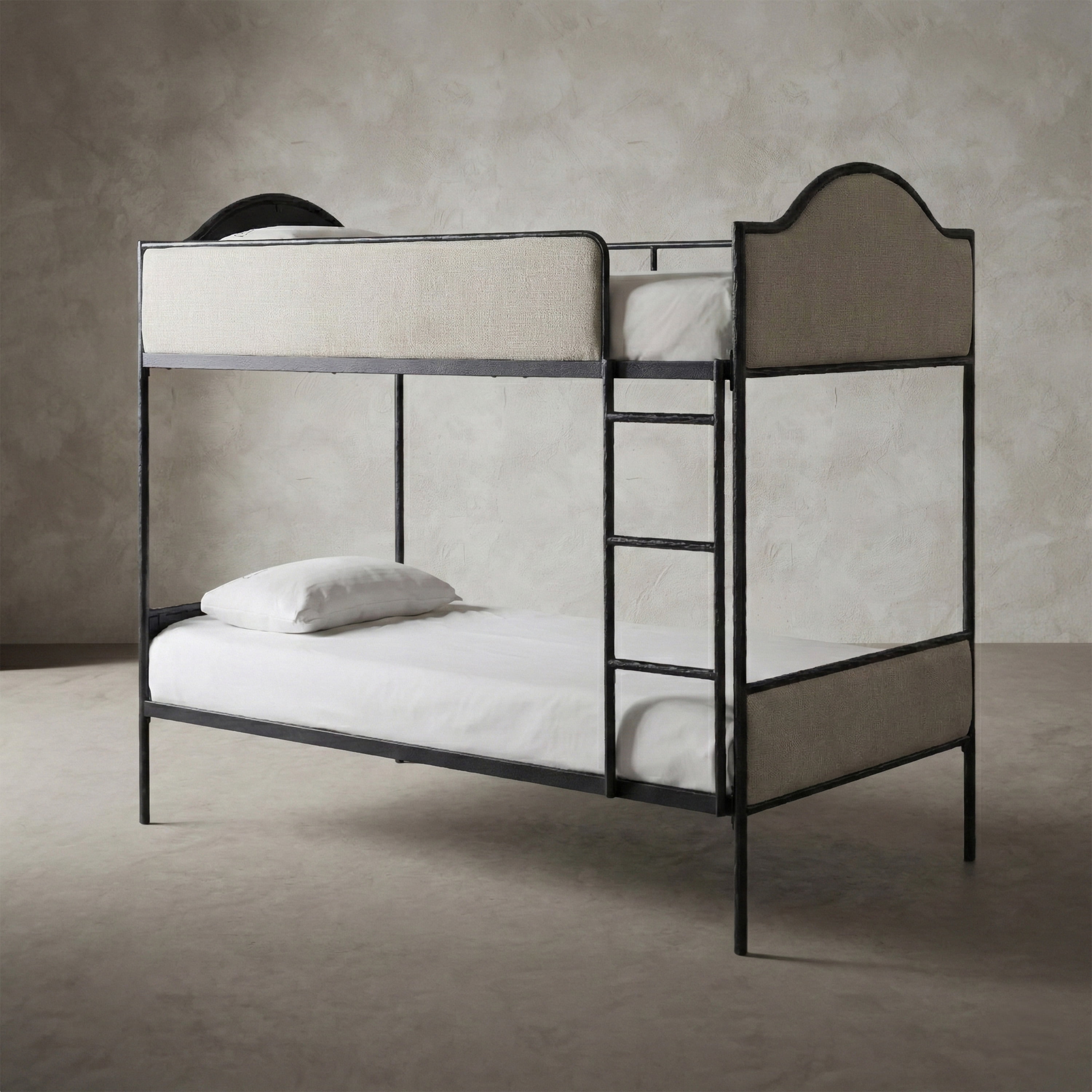 Furniture of America Rima Modern Kids Metal Twin over Twin Bunk Bed with Reversible Ladder, Black