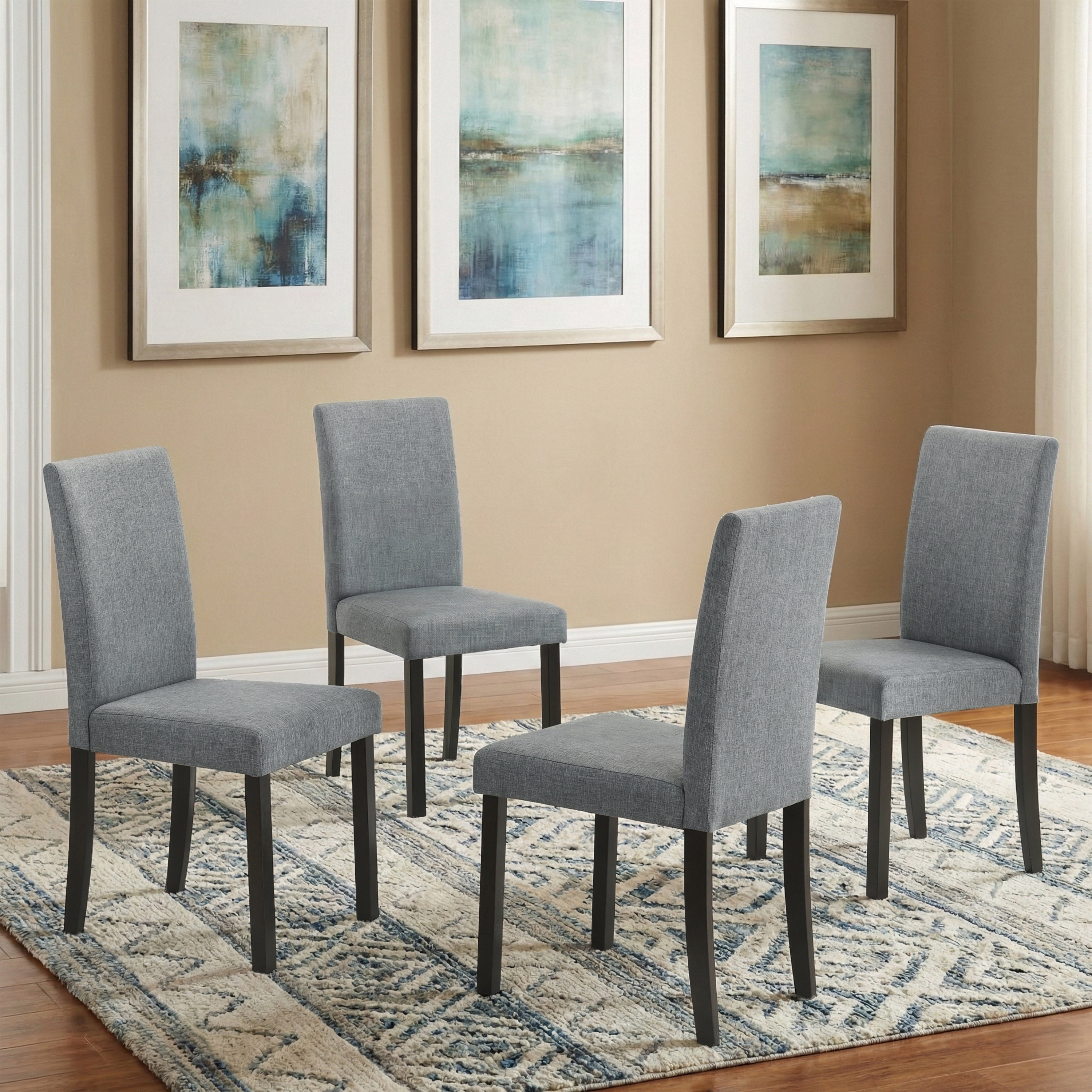 Furniture of America Risso Modern Fabric Upholstered High Back Dining Side Chairs, Espresso (Set of 4)