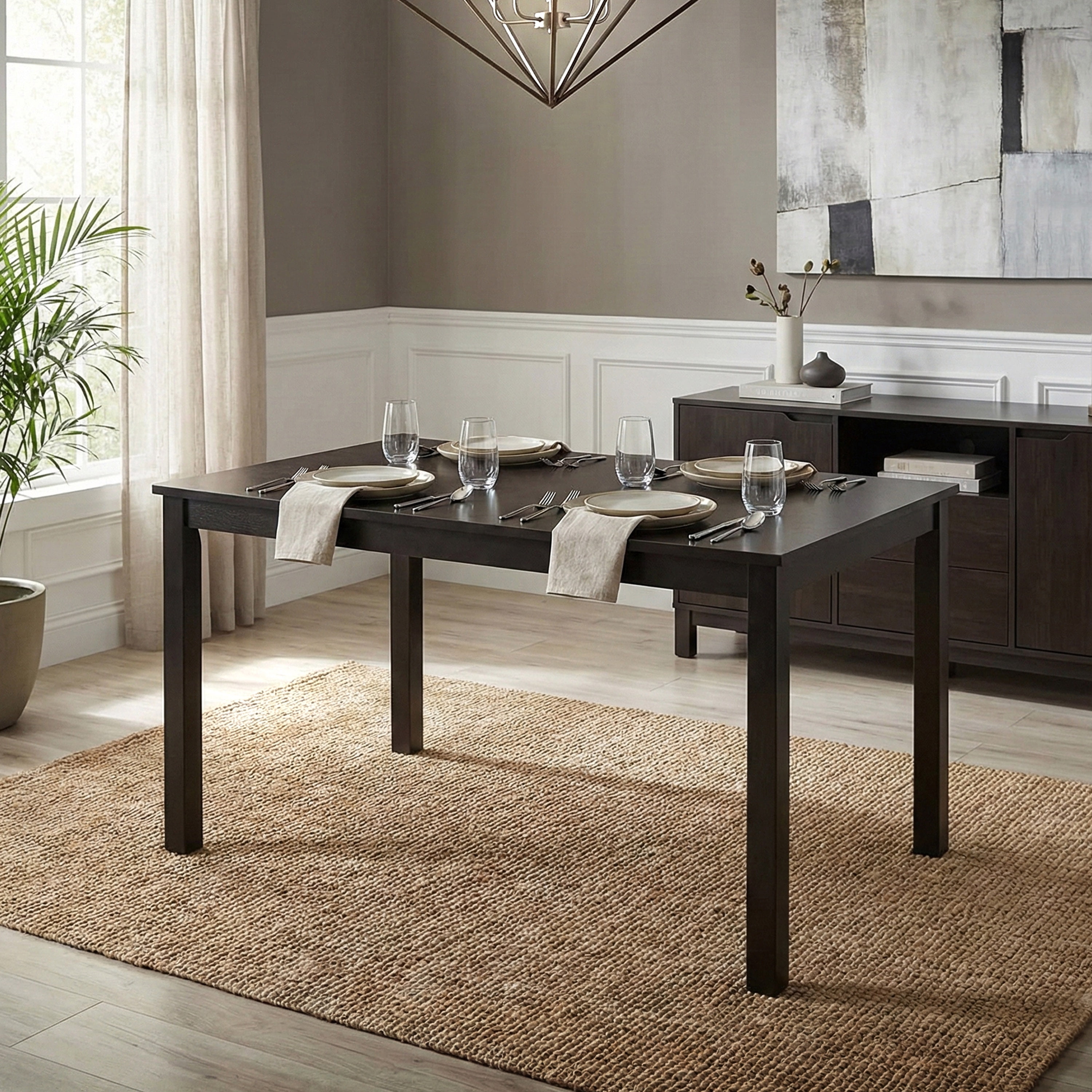 Furniture of America Risso Modern Solid Wood 43.3" Rectangle Dining Table, Espresso