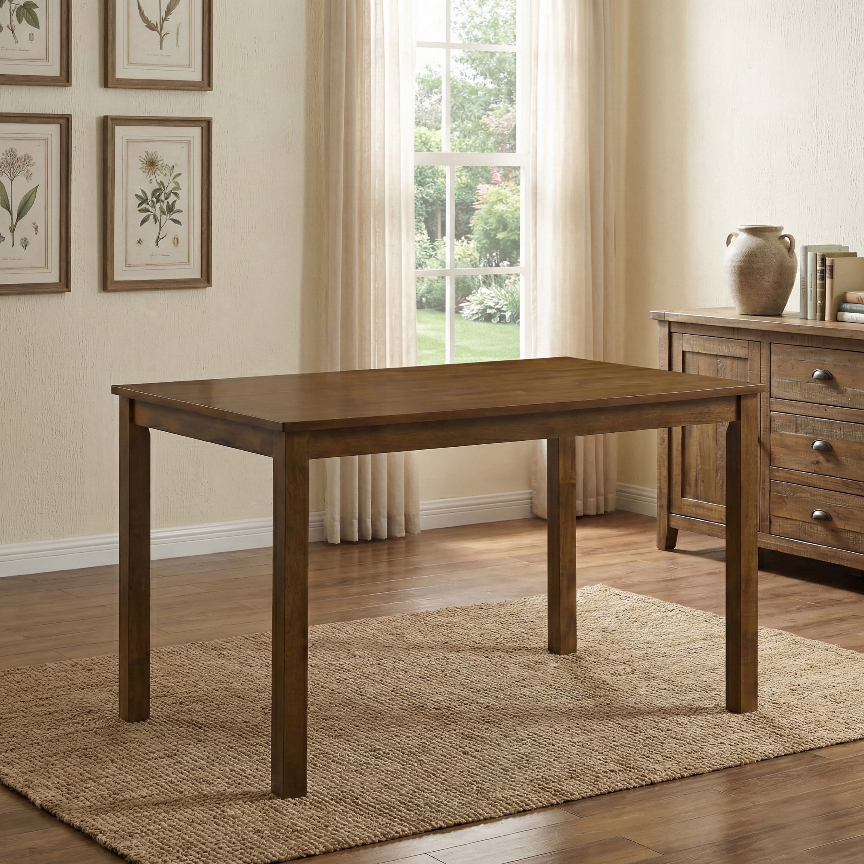 Furniture of America Risso Modern Solid Wood 43.3" Rectangle Dining Table, Medium Oak