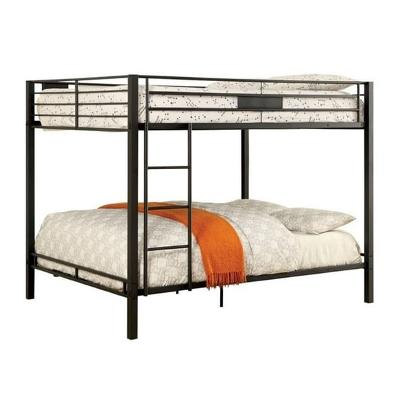 Furniture of America Rivell Metal Queen over Queen Bunk Bed in Black