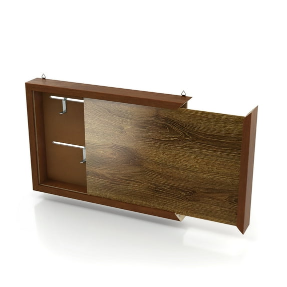 Furniture of America Roan 20-inch Hidden Storage Cabinet with Photo Frame, Antique Cherry