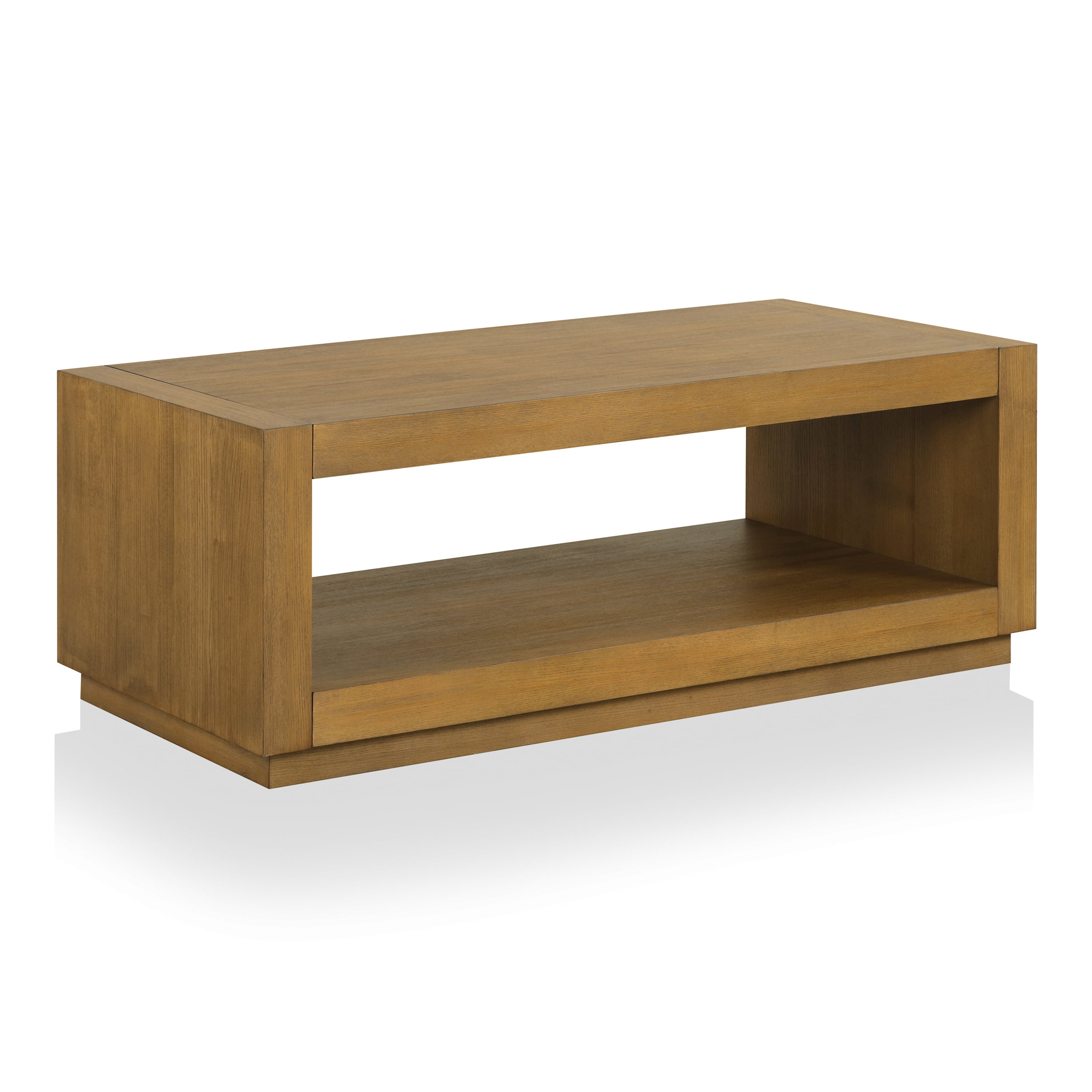 Furniture of America Robbs Modern Bottom Shelf Coffee Table, Medium Oak