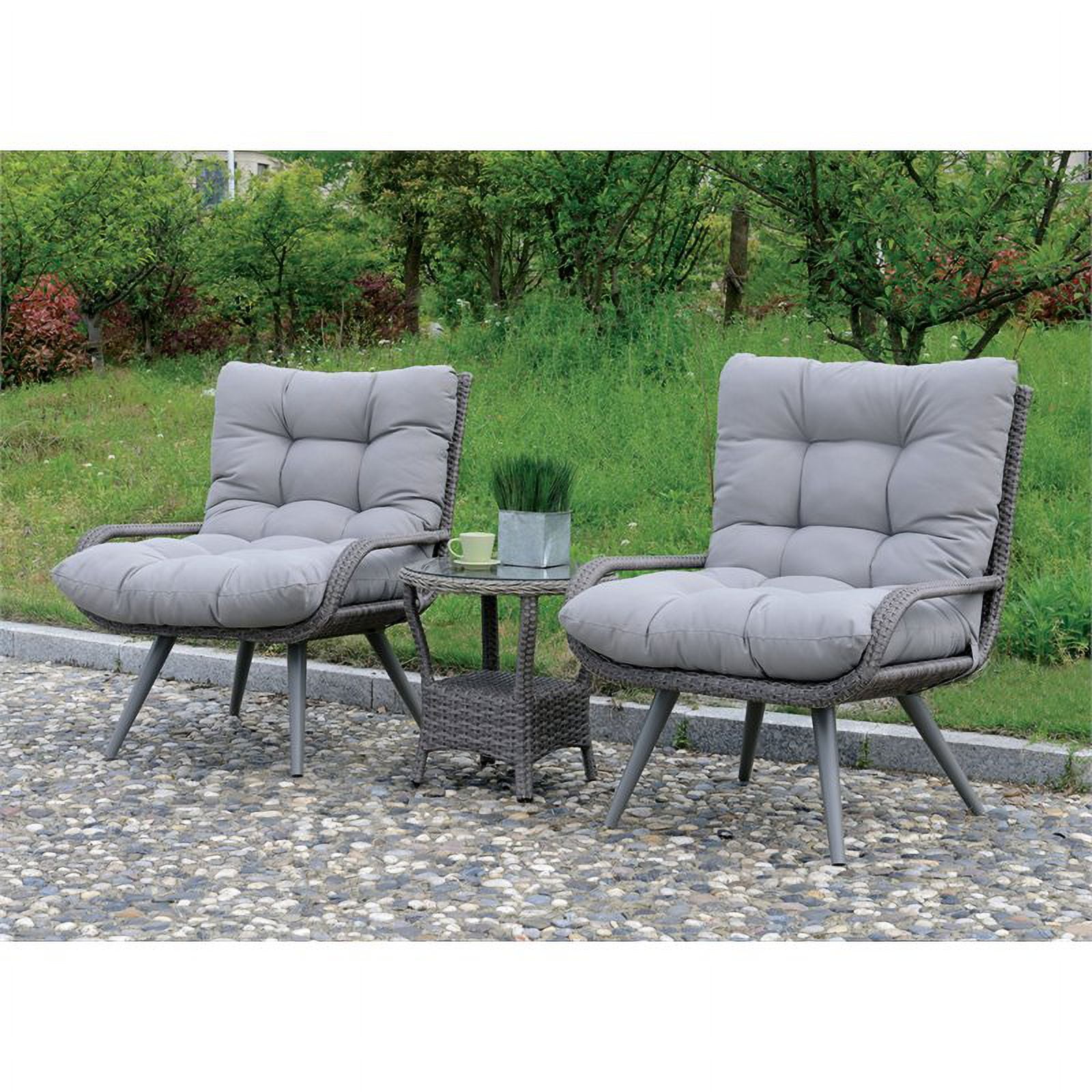 Furniture of America Roche Patio Chair in Gray (Set of 2)