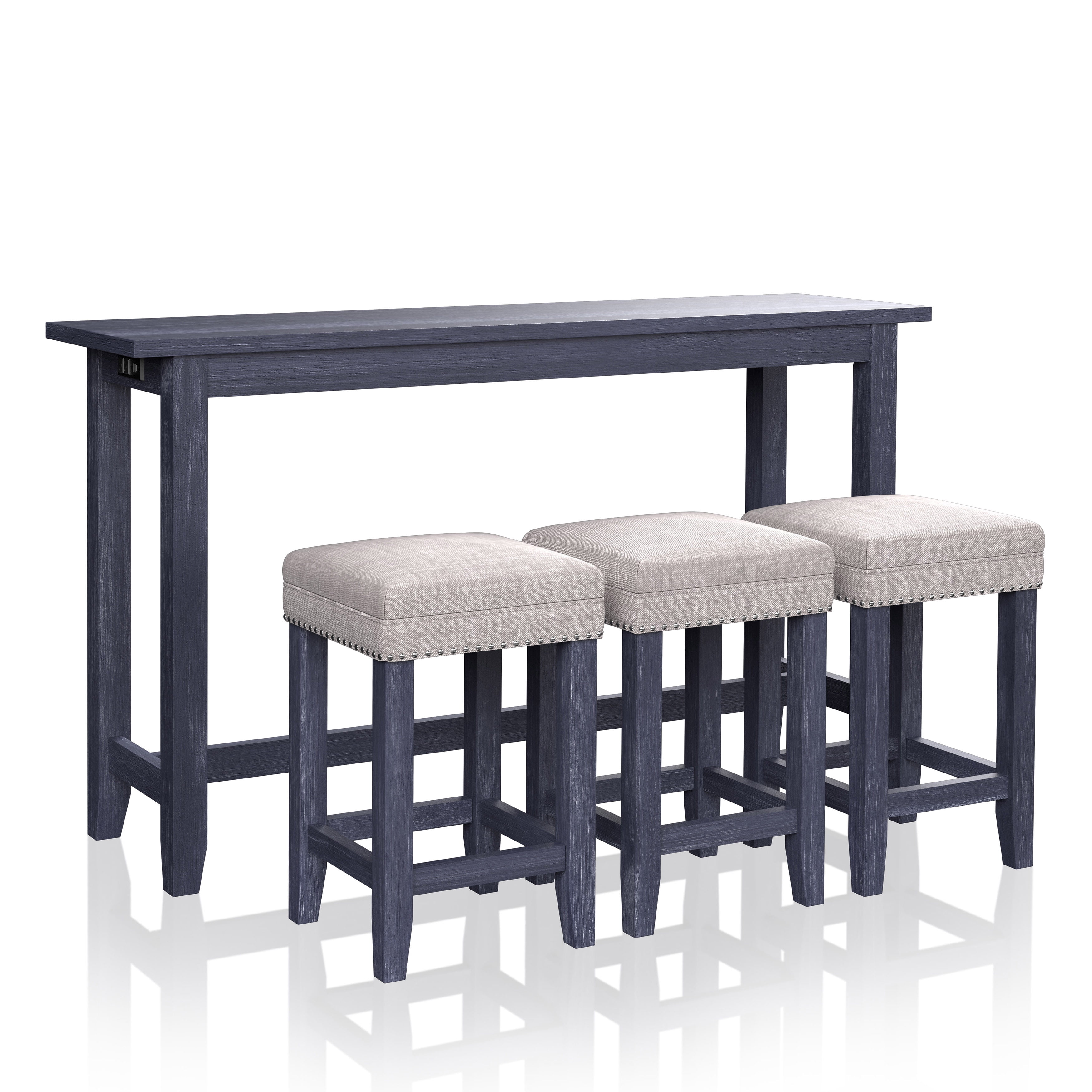 Furniture of America Rockland 4-Piece Counter Height Dining Set, Blue