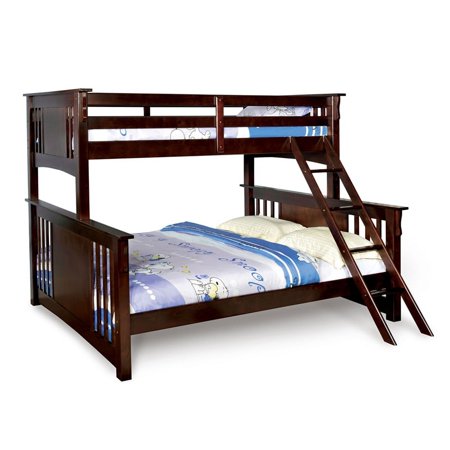 Furniture of America Roderick Wood Twin XL over Queen Bunk Bed in Dark Walnut