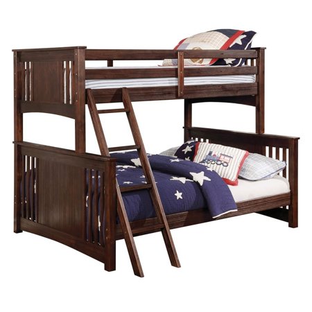 Furniture of America Roderick Wood Twin over Full Bunk Bed in Dark Walnut