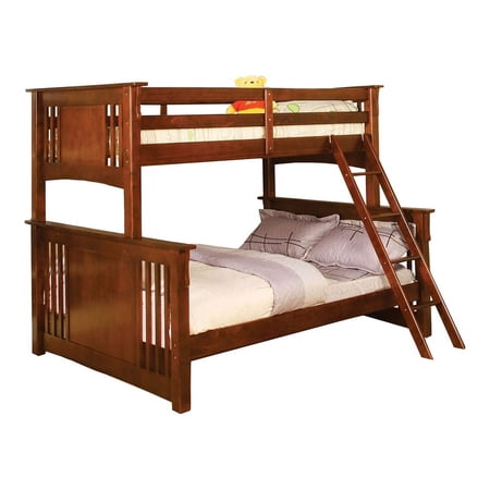 Furniture of America Roderick Wood Twin over Full Bunk Bed in Oak