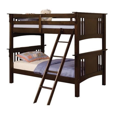 Furniture of America Roderick Wood Twin over Twin Bunk Bed in Dark Walnut
