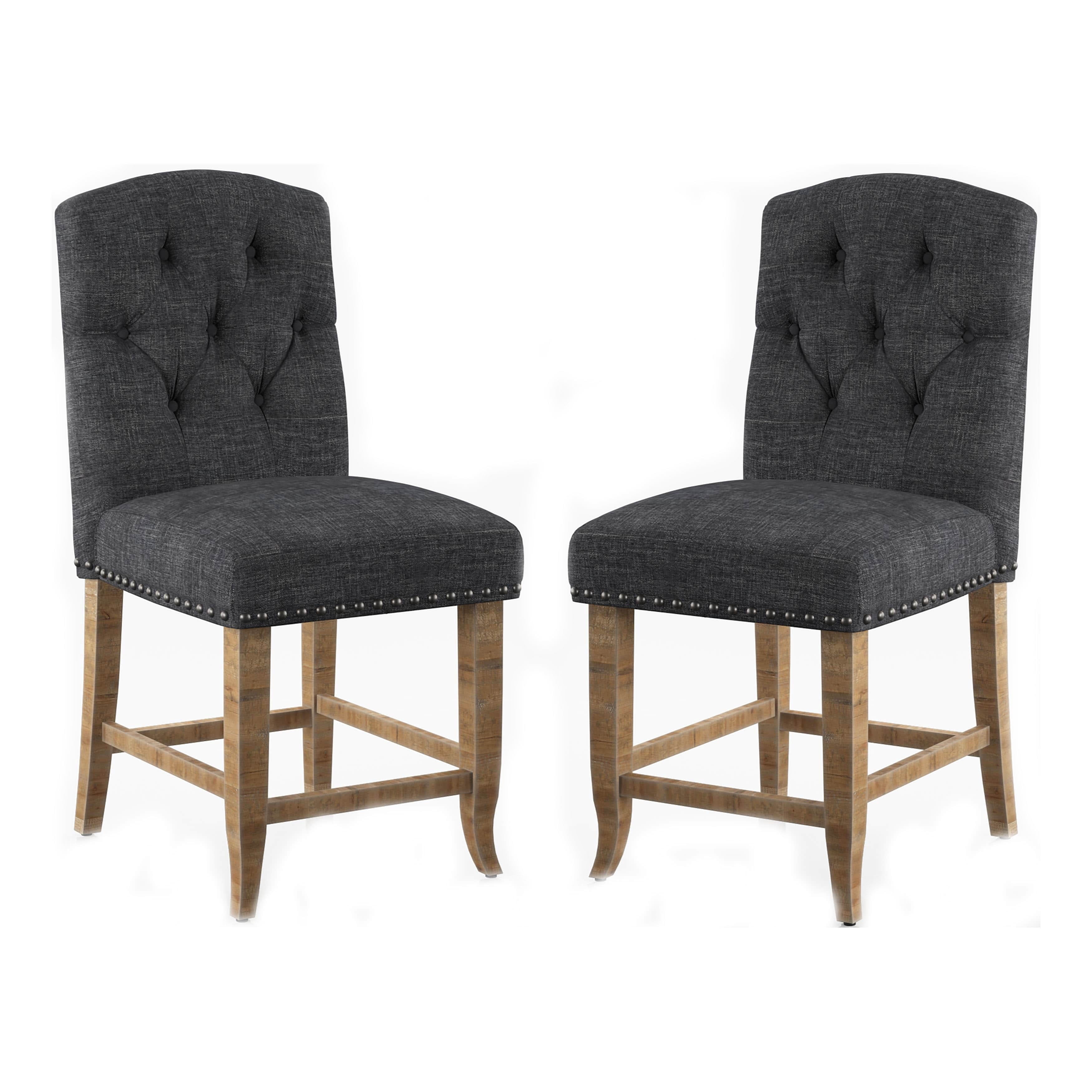 Furniture of America Roseanne Counter Height Chairs - Set of 2, Dark Gray