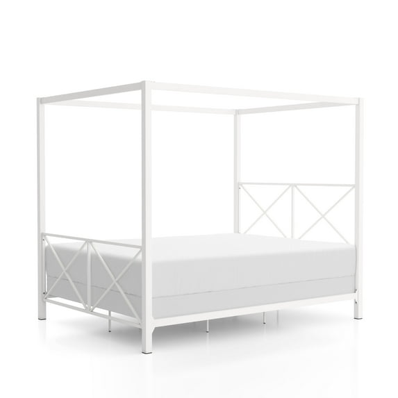 Furniture of America Rosedale Modern Metal X-Cross Canopy Bed, Full Size, Gold
