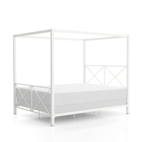 Furniture of America Rosedale Modern Metal X-Cross Canopy Bed, Full Size, Gold