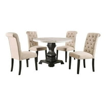 Furniture of America Rossas Wood 5-Piece Round Dining Table Set in Ivory