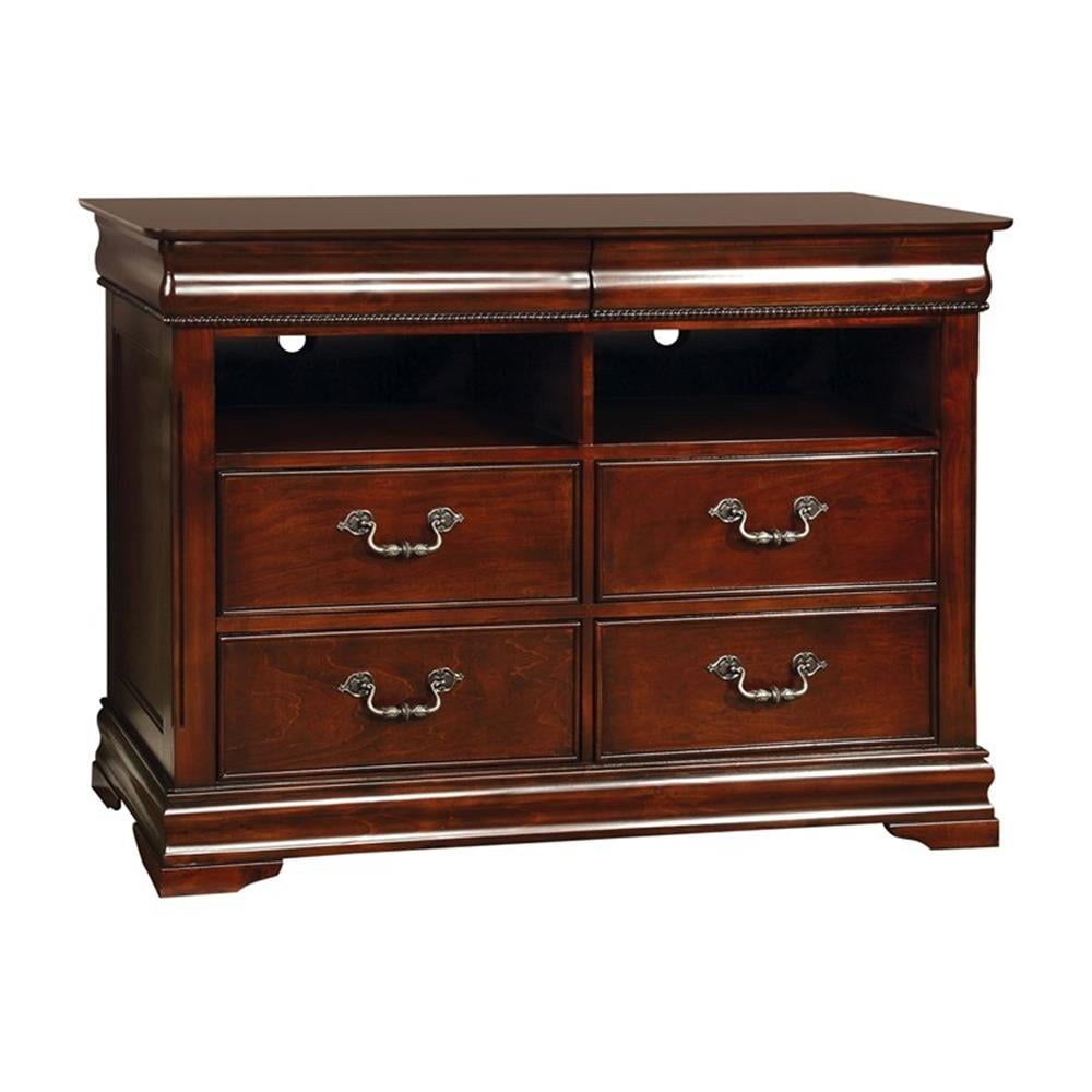 Ruben Traditional Cherry Solid Wood Media Chest with 4 Drawers