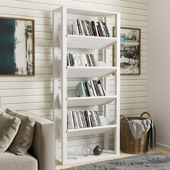 Furniture of America Rubus 4-Shelf Etagere Bookcase, White