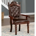 thumbnail image 1 of Furniture of America Rukia Tufted Indoor Faux Leather and Wood Brown Cherry Arm Chairs (Set of 2), 1 of 6
