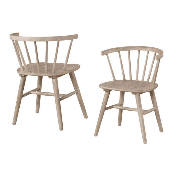 Furniture of America Rusenta Spindle Back Solid Wood Side Chairs, Set of 2, Natural Oak