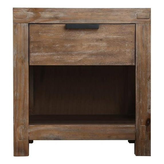 Furniture of America Russ Solid Wood 1-Drawer Nightstand in Weathered Light Oak