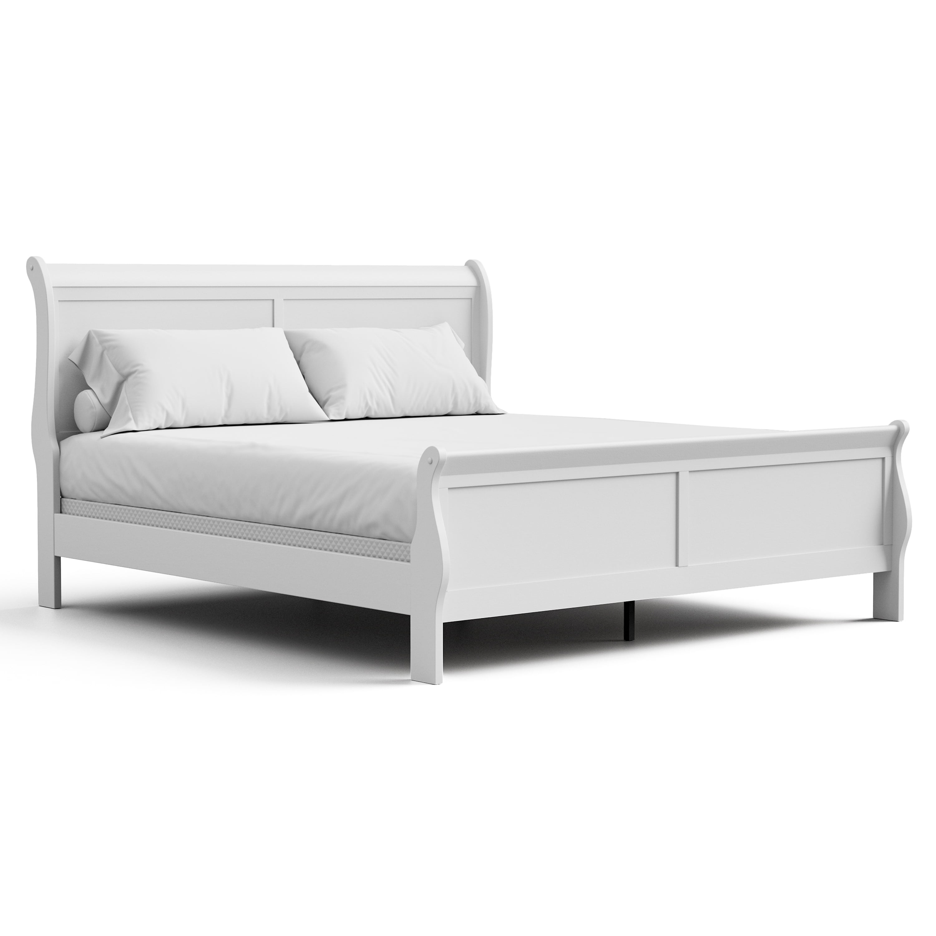 Furniture of America Rycia King Sleigh Wood Panel Bed, White