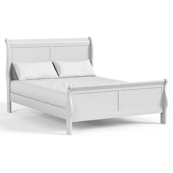 Furniture of America Rycia Queen Sleigh Wood Panel Bed, White