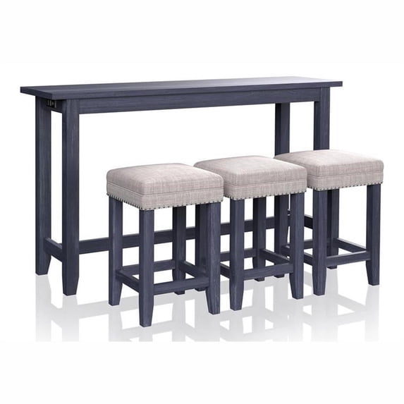 Furniture of America Sabana Wood 4-Piece Counter Height Dining Set in Blue