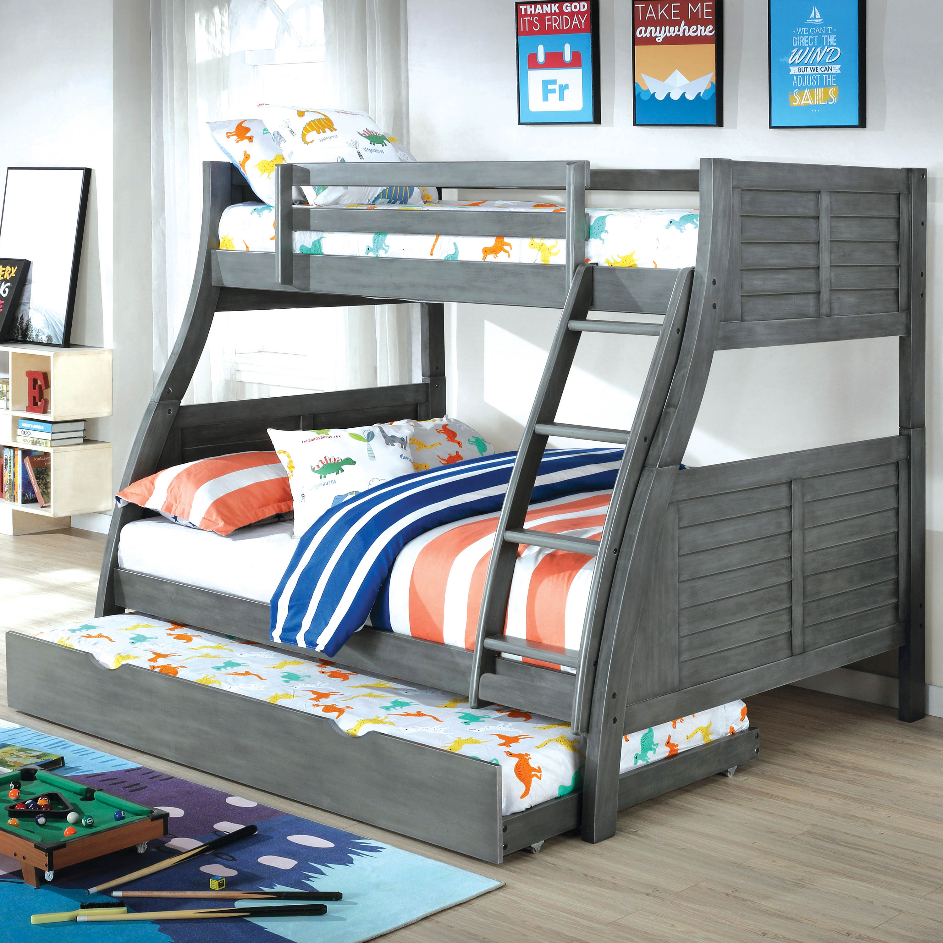 Furniture of America Sabir Kids Twin-over-Full Bunk Bed - Walmart.com