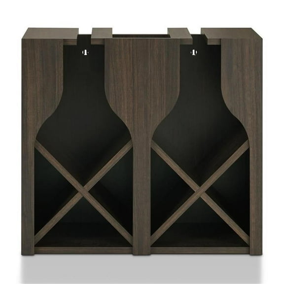 Furniture of America Sacha Wood 8-Bottle Hanging Wine Rack in Brown Wenge