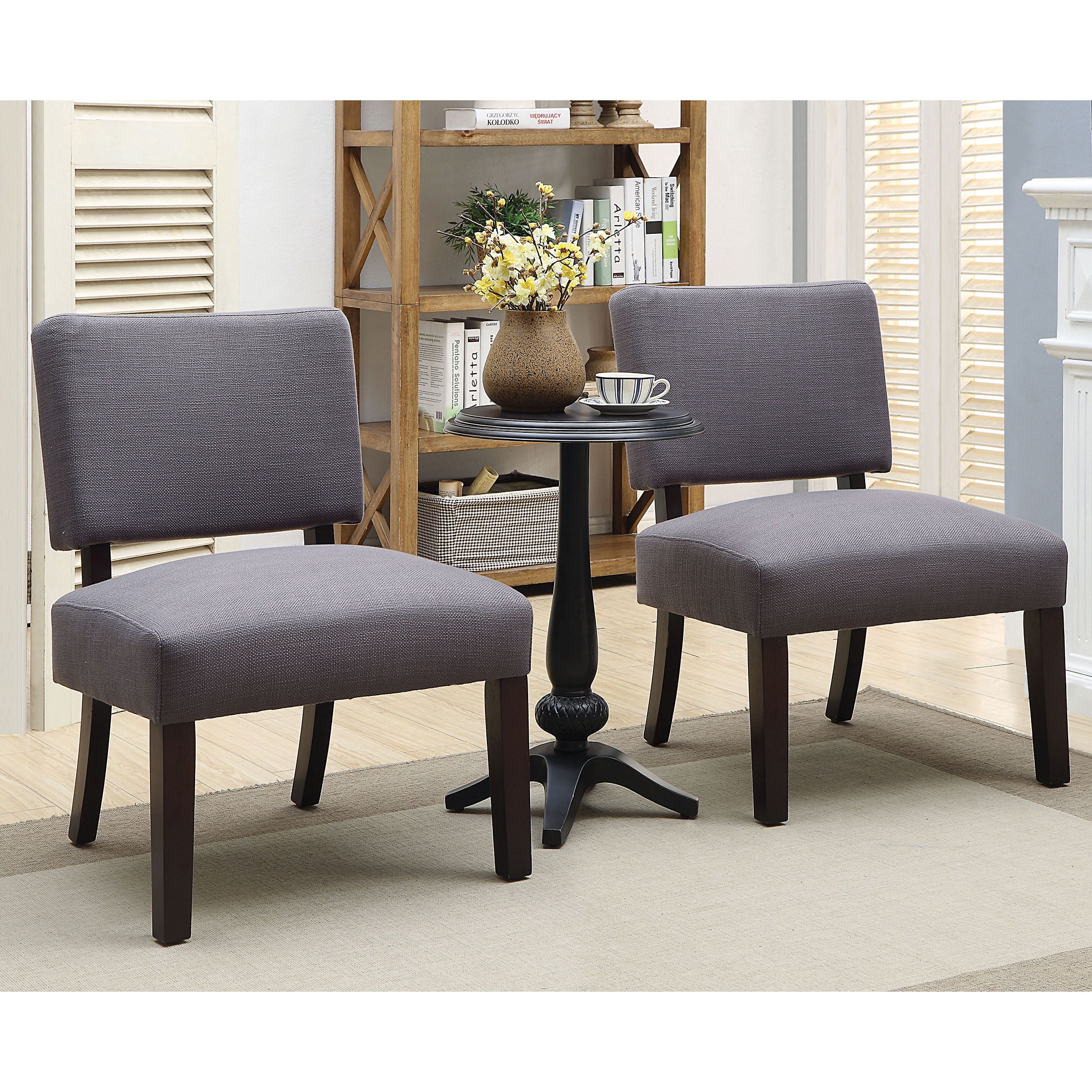 Furniture of America Salice 3-Piece Accent Table and Chair Set, Gray