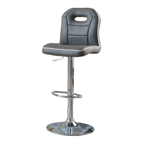 Furniture of America Santora Faux Leather Adjustable 25.5" Bar Stool in Gray