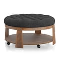 thumbnail image 1 of Furniture of America Scandi Wood Round Coffee Table in Natural and Dark Gray, 1 of 5