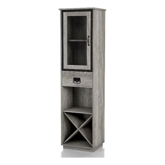 Furniture of America Scandi Wood Tower Cabinet in Vintage Gray Oak