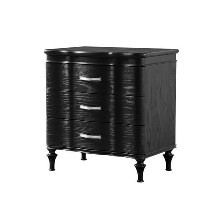 Furniture of America Seabliss Glam 3-Drawer Nightstand, Black