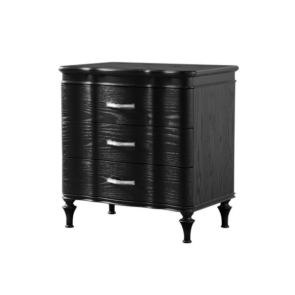 Furniture of America Seabliss Glam 3-Drawer Nightstand, Black