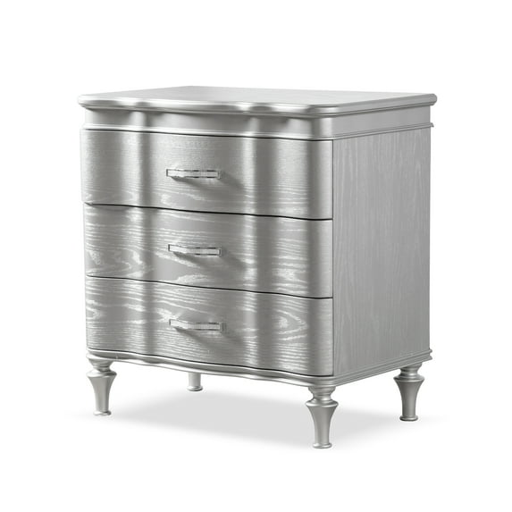Furniture of America Seabliss Glam 3-Drawer Nightstand, Silver