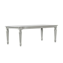 Furniture of America Seabliss Glam 84" Solid Wood Indoor Dining Table, Silver