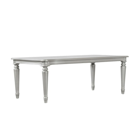 Furniture of America Seabliss Glam 84" Solid Wood Indoor Dining Table, Silver