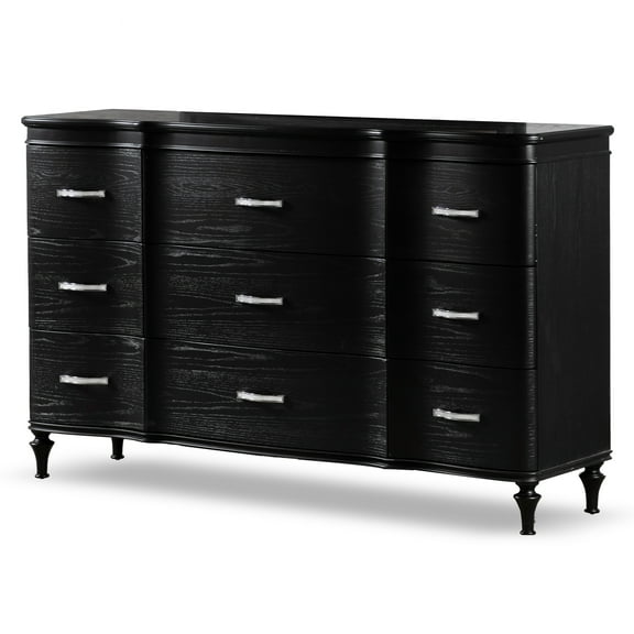 Furniture of America Seabliss Glam 9-Drawer Dresser, Black