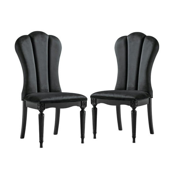 Furniture of America Seabliss Glam Solid Wood Indoor Dining Chairs, Black (Set of 2)