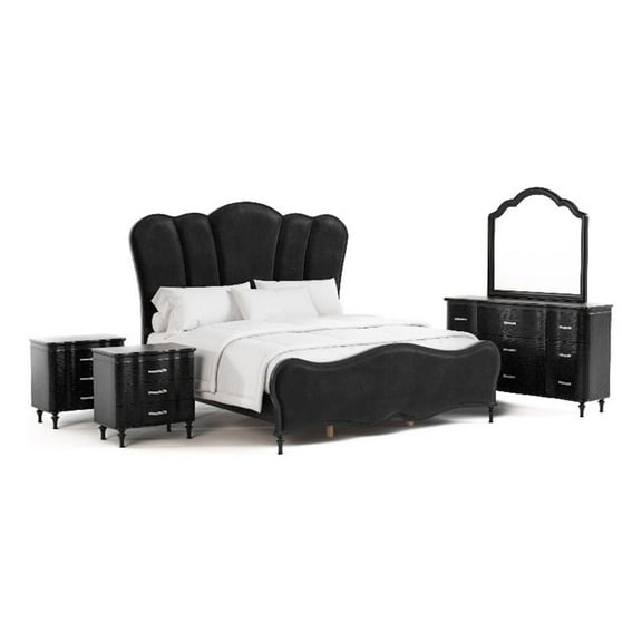 Furniture of America Seabliss Wood King 5-Piece Bedroom Set in Black