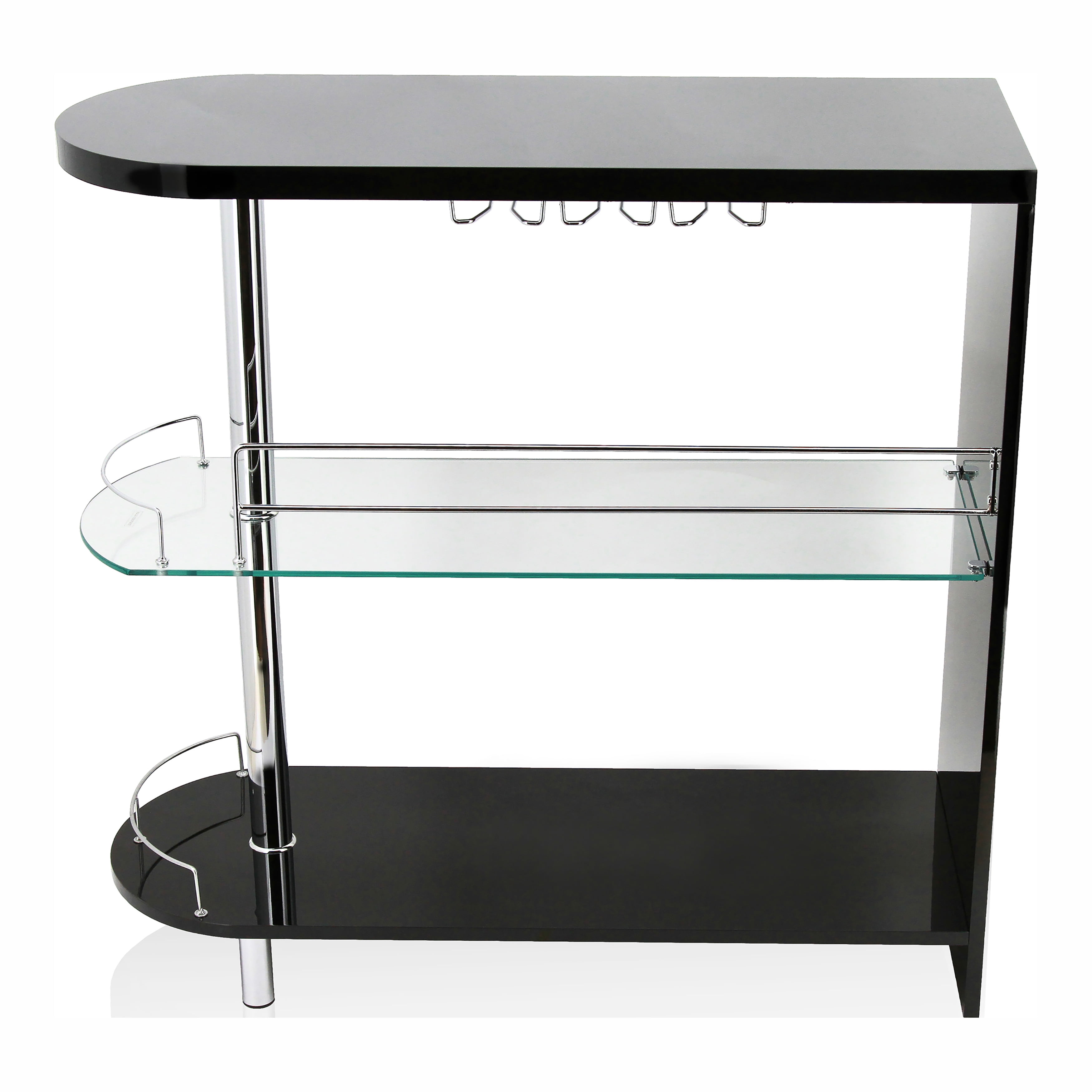 Small Server Table Seah 2-Shelf Server - Contemporary Black & Chrome Bar Table - Walmart.com
