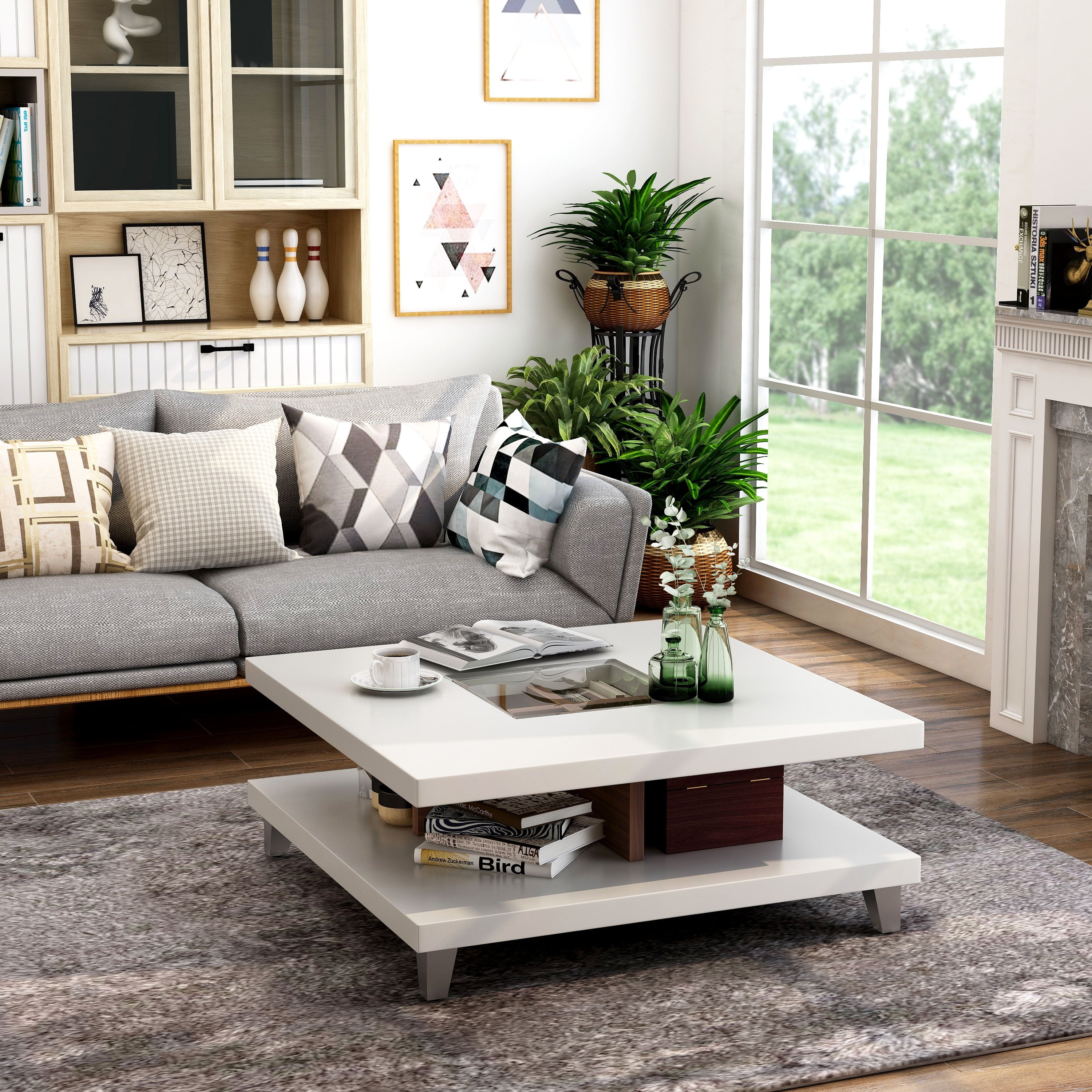 Furniture of America Sele Modern White 32-inch Glass Insert Furniture of America Sele Modern White 32-inch Glass Insert