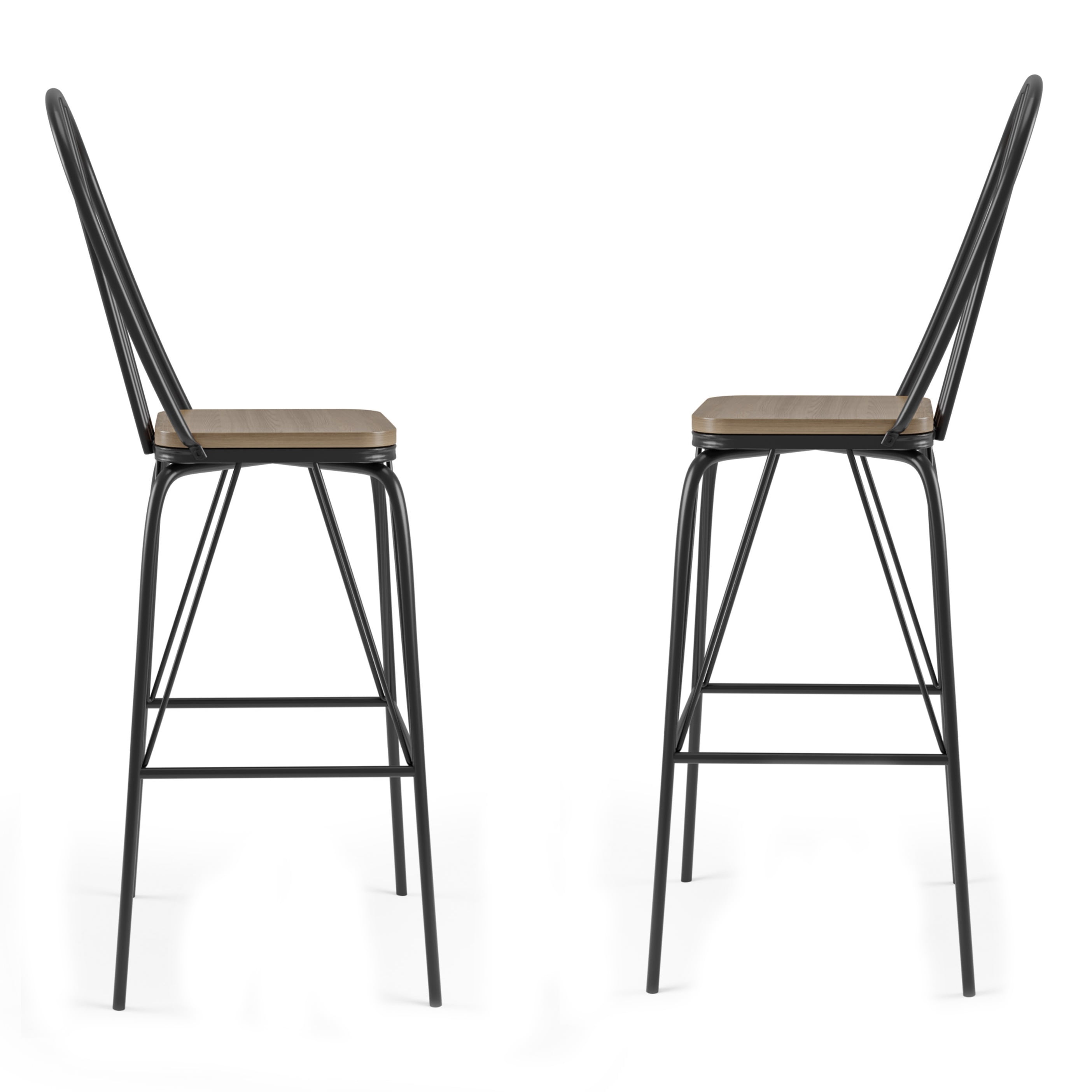Furniture of America Sentra Modern Slat Back Bar Chairs - Set of 2, Black