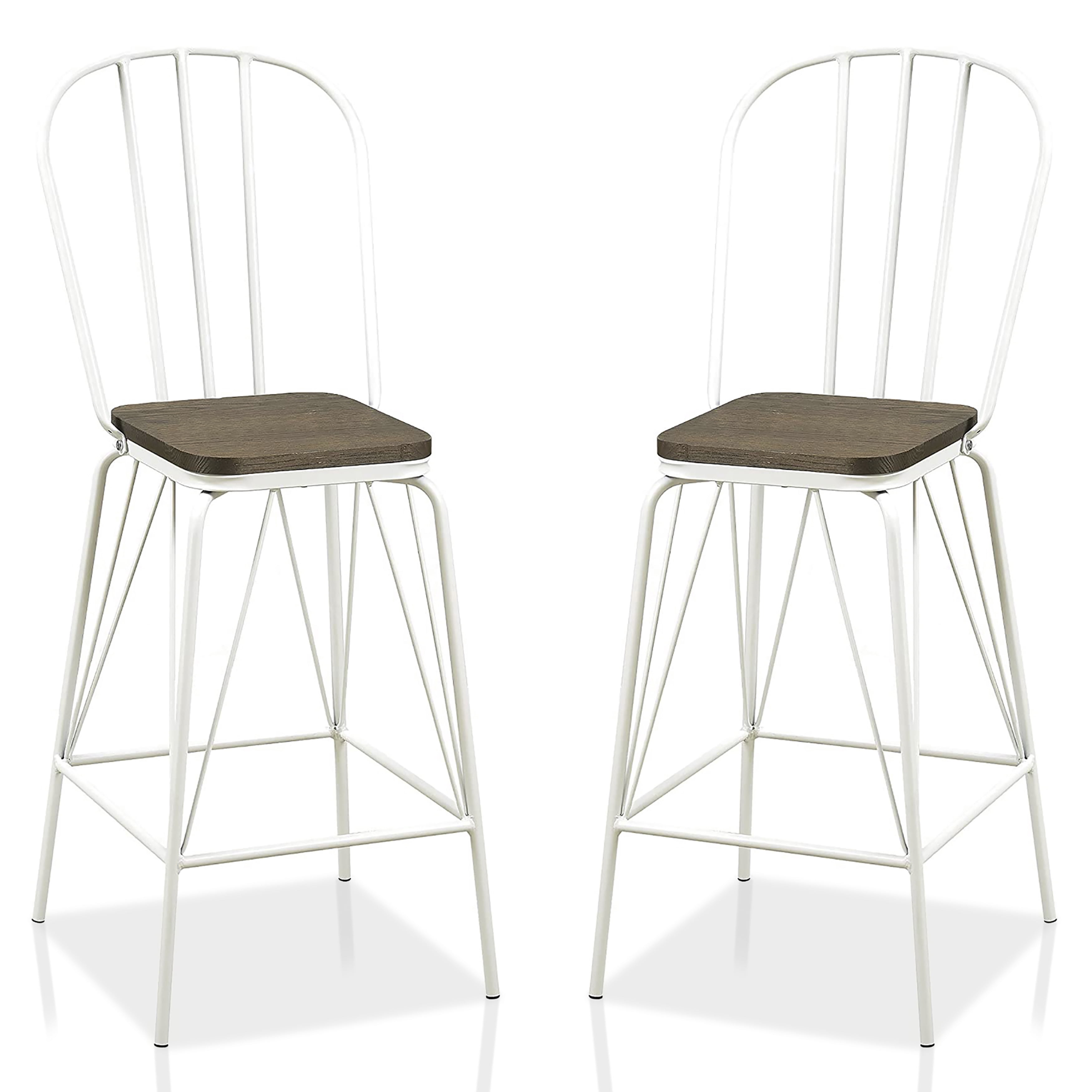 Furniture of America Sentra Modern Slat Back Bar Chairs - Set of 2, White